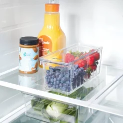 Divided Berry Bin With Lid Clear - Brightroom™: Refrigerator Organizer, Kitchen Storage, Freezer-Safe