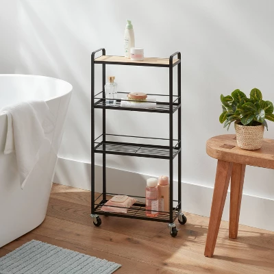 Skinny Bathroom Cart Black - Brightroom™ 1 Skinny Bathroom Cart Black - Brightroom™