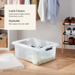 Medium Frosted Latching Storage Box - Brightroom™: Stackable Polypropylene Tote With Lid, 48L Capacity -Brightroom Outlet Store GUEST 047ac601 171c 446f 97bf 888ae2d54712