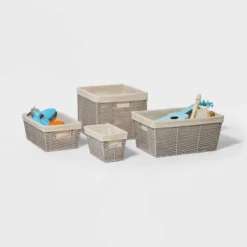 14.75" X 13" X 11" Large Lined Woven Milk Crate Gray - Brightroom™: Decorative Storage Basket, Rectangle, Traditional Style -Brightroom Outlet Store GUEST 054d99f6 5bc4 4b73 87f9 e39da675c247