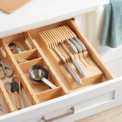 Natural In Drawer Knife Organizer Yellow - Brightroom™: Knife Storage Drawer Insert, Holder For Kitchen