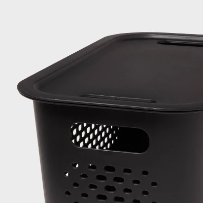 Narrow Decorative Plastic Lid Black - Brightroom™: Storage Bin, Cut-Out Handles, 13" Cube System Compatible 2 Narrow Decorative Plastic Lid Black - Brightroom™: Storage Bin, Cut-Out Handles, 13" Cube System Compatible - Image 2