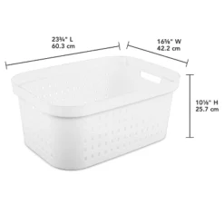 1.5bu Rectangle Modern Laundry Basket - Brightroom™: White Plastic Clothes Basket With Built-In Handles, Medium Size -Brightroom Outlet Store GUEST 139dbc74 c30a 4b9b 9d81 d46fe8160b69