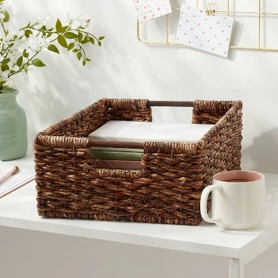 Woven Abaca Folio Bin - Brightroom™: Handwoven Brown Storage Basket, Rectangle, Lacquered Finish, Ethical Handcraft 1 Woven Abaca Folio Bin - Brightroom™: Handwoven Brown Storage Basket, Rectangle, Lacquered Finish, Ethical Handcraft