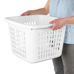 1.5bu Plastic Square Laundry Basket - Brightroom™: Medium White Clothes Hamper With Built-In Handles, Portable Storage -Brightroom Outlet Store GUEST 22cb01ab c718 4b1c 9bea cf1d1c8b5b7e
