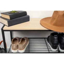 3 Tier Shoe Rack Black Metal With Natural Wood - Brightroom™ -Brightroom Outlet Store GUEST 25c02cd7 83d7 43ab b1c5 e81b1f1b8427