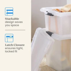Medium Frosted Latching Storage Box - Brightroom™: Stackable Polypropylene Tote With Lid, 48L Capacity -Brightroom Outlet Store GUEST 26086a48 e4ef 4a9c a11a 7ec2b449b8a7