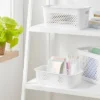 Narrow Small Decorative Plastic Bin White - Brightroom™: Modern Storage With Cut-Out Handles, 13" Cube Compatible