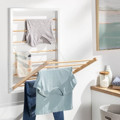 Wall Mounted Drying Rack White - Brightroom™: Folding Pull-Out Steel, 36.42" Height, 10lb Capacity, Adult Assembly Required 1 Wall Mounted Drying Rack White - Brightroom™: Folding Pull-Out Steel, 36.42" Height, 10lb Capacity, Adult Assembly Required