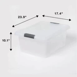 Medium Frosted Latching Storage Box - Brightroom™: Stackable Polypropylene Tote With Lid, 48L Capacity -Brightroom Outlet Store GUEST 31645692 b442 466a 830f 80177189691a