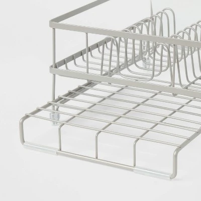 Space Saver Steel Dish Rack With Utensil Tray Matte Nickel - Brightroom™: Freestanding Expandable Dish Drying Rack 2 Space Saver Steel Dish Rack With Utensil Tray Matte Nickel - Brightroom™: Freestanding Expandable Dish Drying Rack - Image 2