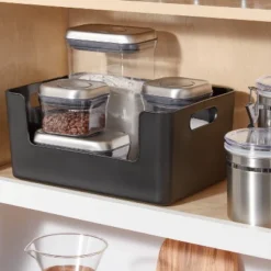 Brightroom Outlet Store 32 Large Plastic Open Face Pantry Bin Black - Brightroom™: Kitchen Cabinet Organizer, 13"x9.5"x6" Storage Solution