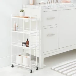 Brightroom Outlet Store 11 Skinny Storage Cart Matte White - Brightroom™: Iron Utility Cart, No Assembly, Narrow Profile