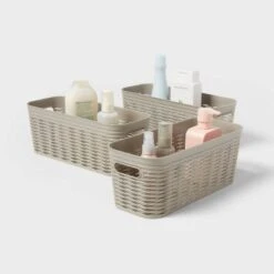 3pk Wave Half Medium Decorative Basket Gray - Brightroom™ -Brightroom Outlet Store GUEST 3a36570f 5fbc 4bdd bd76 74e2f890a24a
