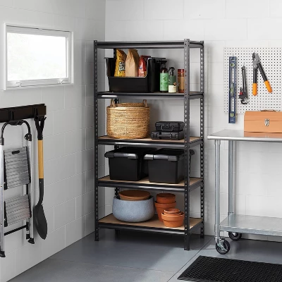 36"x72"x18" 5 Tier Heavy Duty Boltless Steel Shelving Unit - Brightroom™: Universal Storage, Garage Shelves, Black 1 36"x72"x18" 5 Tier Heavy Duty Boltless Steel Shelving Unit - Brightroom™: Universal Storage, Garage Shelves, Black