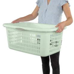 2bu Laundry Basket Green - Brightroom™: Portable Plastic Clothes Organizer With Built-In Handles, 70.4L Capacity -Brightroom Outlet Store GUEST 419217f6 77d4 416a 95d3 5847774d5d91