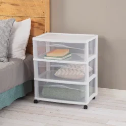 3 Drawer Wide Cart White - Brightroom™: Plastic Storage Drawers, Utility Cart With Casters, Portable Universal Storage -Brightroom Outlet Store GUEST 49fb4447 f537 4868 97af a9c616c3db2e