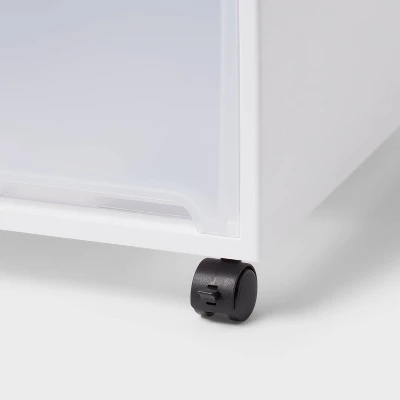 Modern Tall Narrow Drawer With Caster Wheel With Lock White 1pc - Brightroom™ 2 Modern Tall Narrow Drawer With Caster Wheel With Lock White 1pc - Brightroom™ - Image 2