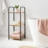 Short Bath Wood Storage Tower Black Metal - Brightroom™: Powder-Coated MDF, Fixed Shelves, Rust-Resistant
