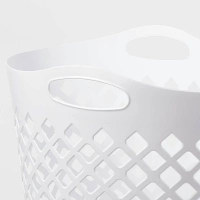 2.2bu Flexible Laundry Hamper White - Brightroom™: Tall Plastic Clothes Hamper With Built-In Handles, Diamond Pattern 2 2.2bu Flexible Laundry Hamper White - Brightroom™: Tall Plastic Clothes Hamper With Built-In Handles, Diamond Pattern - Image 2