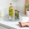 11" Low Plastic Lazy Susan Turn Table Clear - Brightroom™: Kitchen Cabinet Organizer, Polyethylene, Stainless Steel