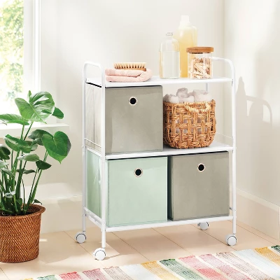 3 Shelf Wide Metal Storage Cart White - Brightroom™ 1 3 Shelf Wide Metal Storage Cart White - Brightroom™