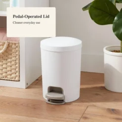 1.6gal Round Step Trash Can - Brightroom™: Compact Pedal-Operated Lid, Small Bathroom Bin, Textured White Finish -Brightroom Outlet Store GUEST 850a833e 1d8d 464a 91d2 fa4392e66116