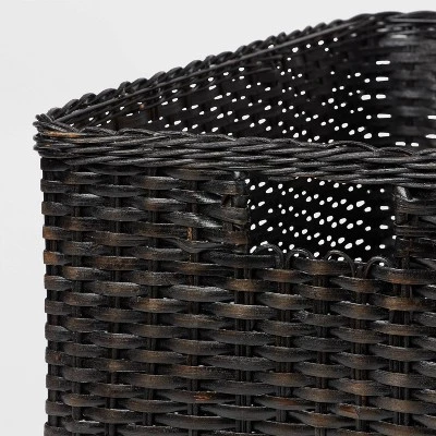 XL Washed Woven Rattan Crate Black - Brightroom™: Decorative Storage Basket, Rectangle, Air Dry, 22"x15"x13.25" 2 XL Washed Woven Rattan Crate Black - Brightroom™: Decorative Storage Basket, Rectangle, Air Dry, 22"x15"x13.25" - Image 2