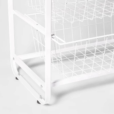 4 Drawer Metal Storage Organizer White - Brightroom™: Steel Utility Storage, Fixed Shelves, Universal Wire Drawers 3 4 Drawer Metal Storage Organizer White - Brightroom™: Steel Utility Storage, Fixed Shelves, Universal Wire Drawers - Image 3