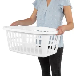 1.5bu Laundry Basket White - Brightroom™: Large Portable Clothes Hamper With Built-In Handles, 52.8L Capacity -Brightroom Outlet Store GUEST a136fa33 76d1 4694 882d 0ec835b45a70