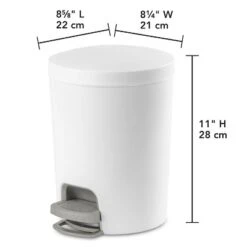 1.6gal Round Step Trash Can - Brightroom™: Compact Pedal-Operated Lid, Small Bathroom Bin, Textured White Finish -Brightroom Outlet Store GUEST a31ec134 a897 4672 95a9 73fe9fbbfe2d