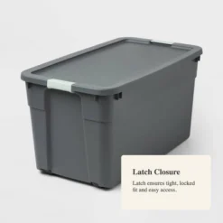 45gal Latching Storage Tote - Brightroom™: Portable Plastic Container With Lid, Universal Storage, Gray, 45 Gallon Capacity -Brightroom Outlet Store GUEST a42903f1 b0e7 4adf 995d 5bb50a587821