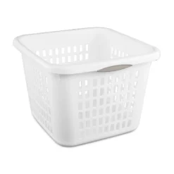 1.5bu Plastic Square Laundry Basket - Brightroom™: Medium White Clothes Hamper With Built-In Handles, Portable Storage -Brightroom Outlet Store GUEST b3a07e8d 196b 494f a6c1 dc231ca035ec