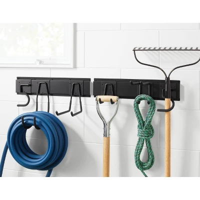 Heavy Duty Garage Tool Hook And Rail Kit - Brightroom™: Wall Mounted Storage, Steel, Black, 36" Width, 90 Lb Capacity 2 Heavy Duty Garage Tool Hook And Rail Kit - Brightroom™: Wall Mounted Storage, Steel, Black, 36" Width, 90 Lb Capacity - Image 2