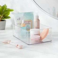 9"x6"x3.25" Large Plastic Bathroom Tray Clear - Brightroom™: Organizer, Stackable Storage, Hand Washable