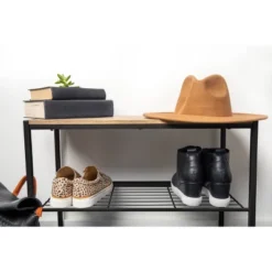 3 Tier Shoe Rack Black Metal With Natural Wood - Brightroom™ -Brightroom Outlet Store GUEST c78940d7 09ac 4528 9c99 1acfbc7d38b2
