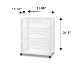 3 Drawer Wide Cart White - Brightroom™: Plastic Storage Drawers, Utility Cart With Casters, Portable Universal Storage -Brightroom Outlet Store GUEST d3c78612 44a4 4e30 b173 444395629312