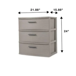 3 Drawer Wide Tower Dark Gray - Brightroom™: Plastic Storage Drawers, Portable Universal Storage, No Assembly Required -Brightroom Outlet Store GUEST dd2b1359 737a 43cc 8613 742a75ae1a65