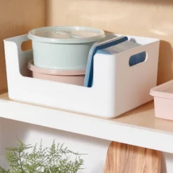 Large Plastic Open Face Pantry Bin White - Brightroom™: Kitchen Cabinet Organizer, 13"x9.5"x6" Storage Solution