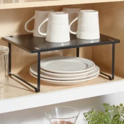 Brightroom Outlet Store 34 Metal Stacking Shelf With Powder Coated Finish Black - Brightroom™: Stackable Kitchen Storage Organizer, Shelf Riser