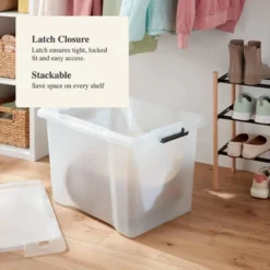 Large Frosted Latching Storage Box - Brightroom™: Stackable Clear Tote, 76L Capacity, Polypropylene, Universal Storage -Brightroom Outlet Store GUEST f23c34bd 6053 493d ac3c 2d88b7161b8f