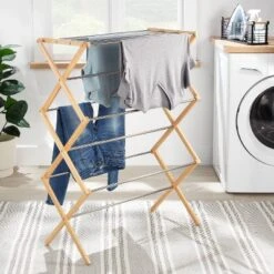 Rubber Wood And Stainless Steel Drying Rack - Brightroom™