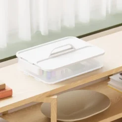 Click In Place 6.7qt Clear Shallow Plastic Storage Bin With White Latch For Home And Office Organization - Brightroom™ -Brightroom Outlet Store GUEST ffd88927 ddb5 48af 946a 3273e62a3092