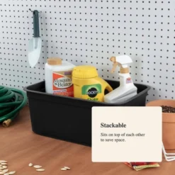 Folio Heavy Duty Storage Bin - Brightroom™: Black Plastic, Stackable, Portable, Universal Storage, 18.6 Volume Capacity -Brightroom Outlet Store GUEST ffee4270 d976 4a1d 8f8a dcb319bc901c